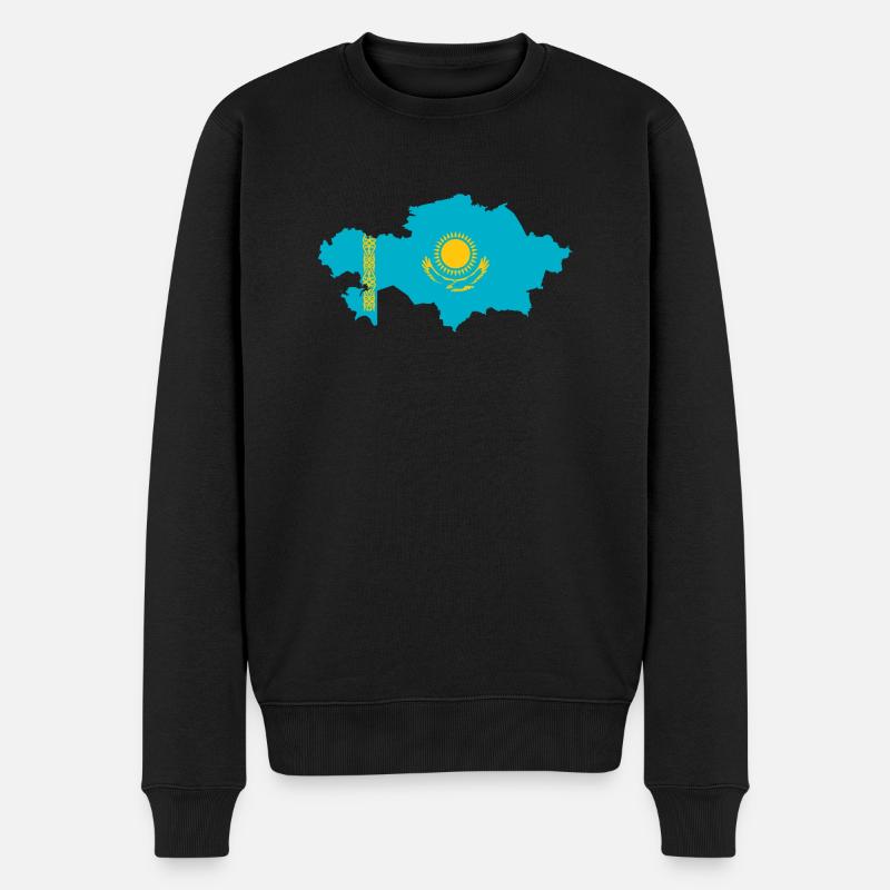 Kasachstan - Männer Premium Bio Pullover - Schwarz
