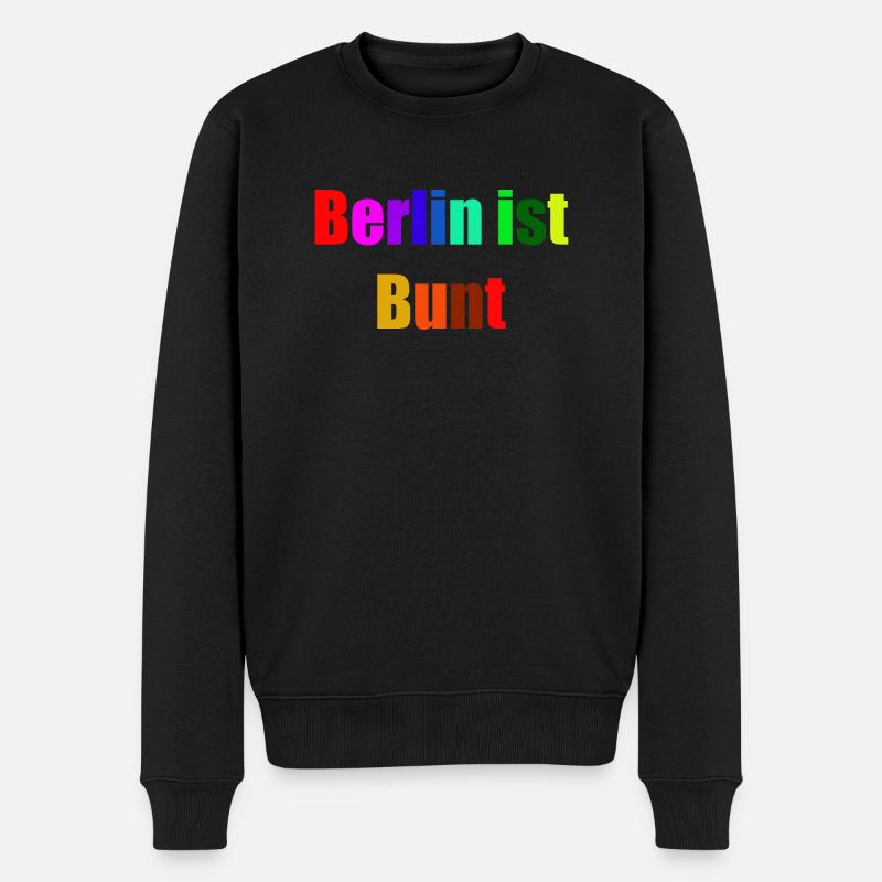 Berlin ist bunt - Männer Premium Bio Pullover - Schwarz