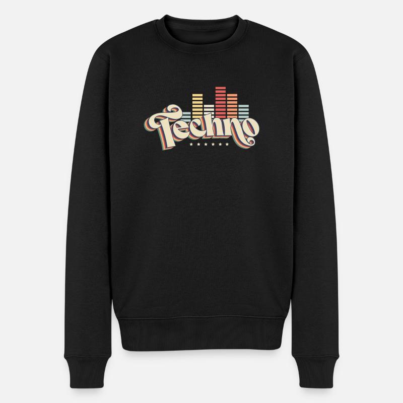 Techno - Männer Premium Bio Pullover - Schwarz