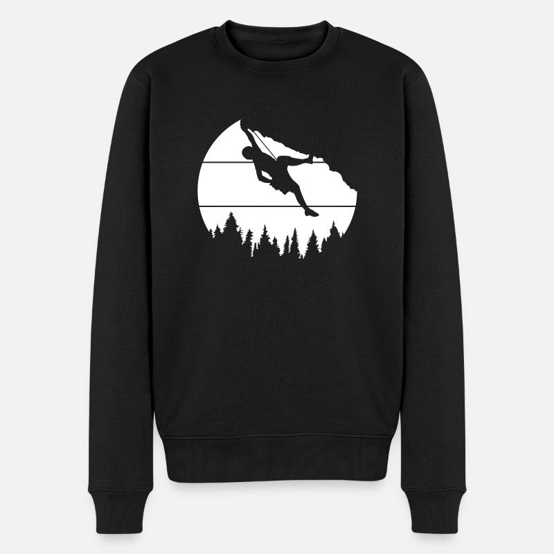 Bergsteiger Wald Bäume Felsen - Männer Premium Bio Pullover - Schwarz