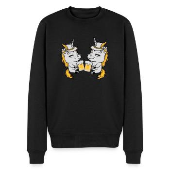 Einhorn Freunde Bier Anstoßen - Männer Premium Bio Pullover - Schwarz - Vorne - Nico (187cm)