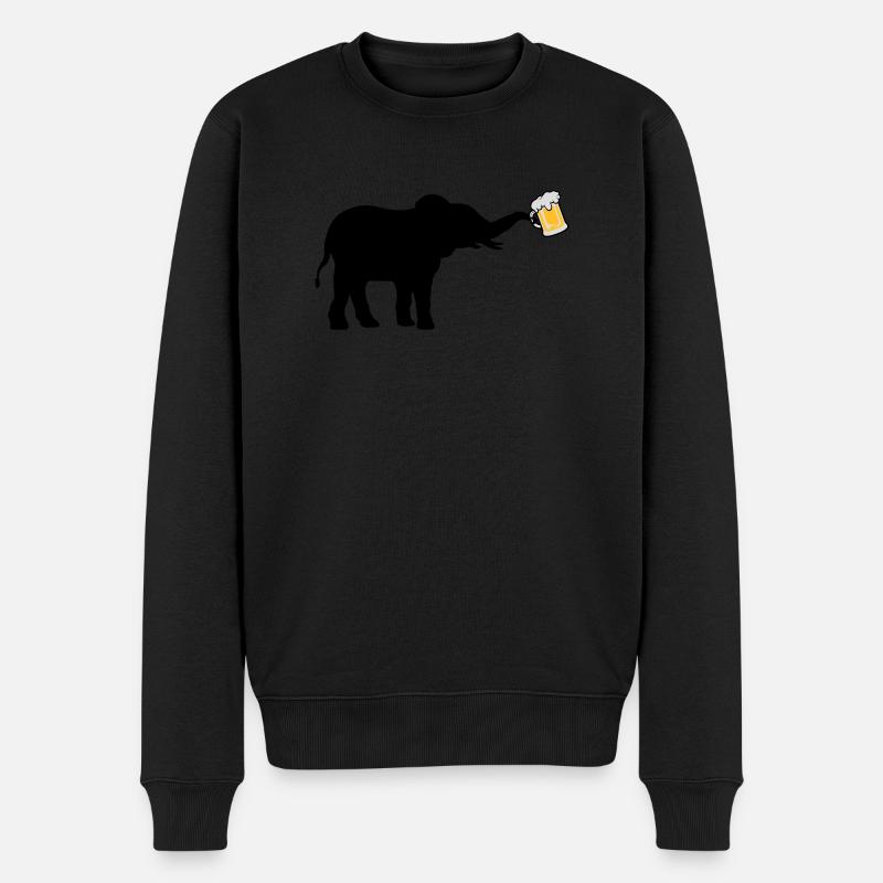 Bier Krug Elefant cool - Männer Premium Bio Pullover - Schwarz