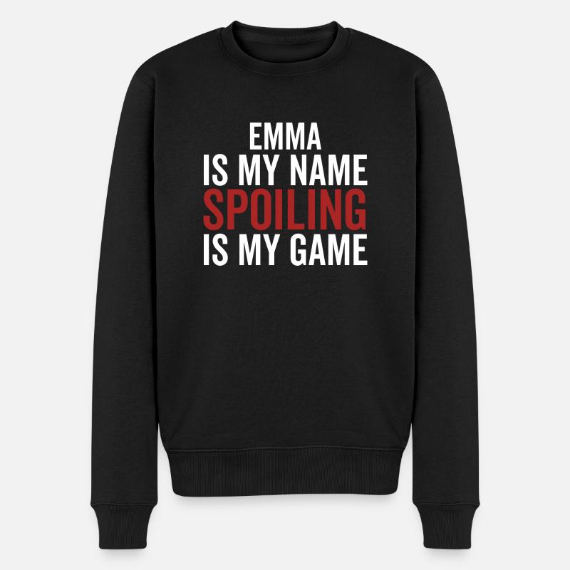 Emma ist mein Name Verderben ist mein Spiel - Männer Premium Bio Pullover - Schwarz