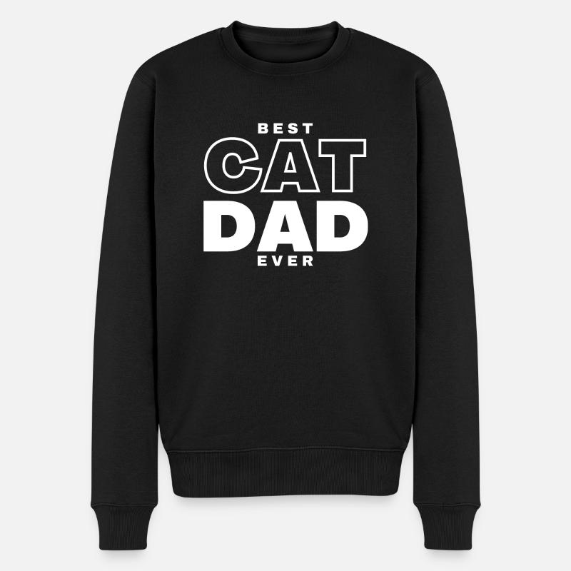 Papa Katze - Männer Premium Bio Pullover - Schwarz