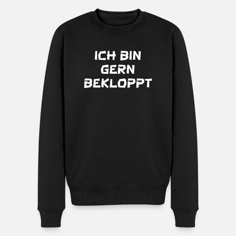 ich bin gern bekloppt - Männer Premium Bio Pullover - Schwarz