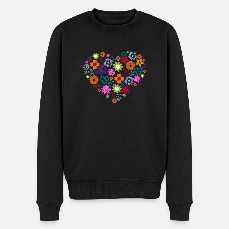 Coração de flores - Pull Premium bio Homme - noir