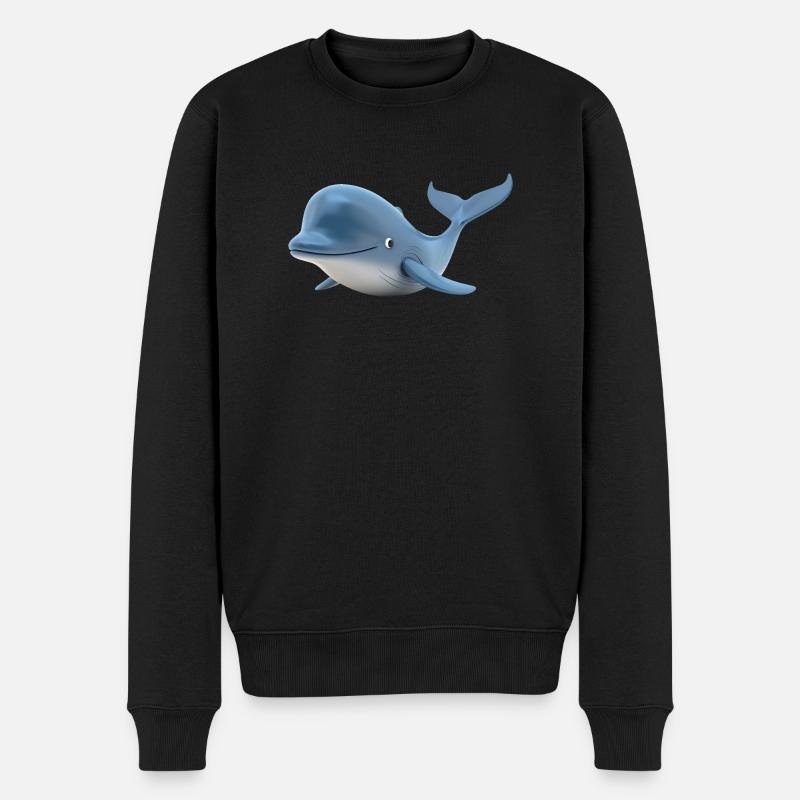 Willibald der freundliche Wal - Männer Premium Bio Pullover - Schwarz
