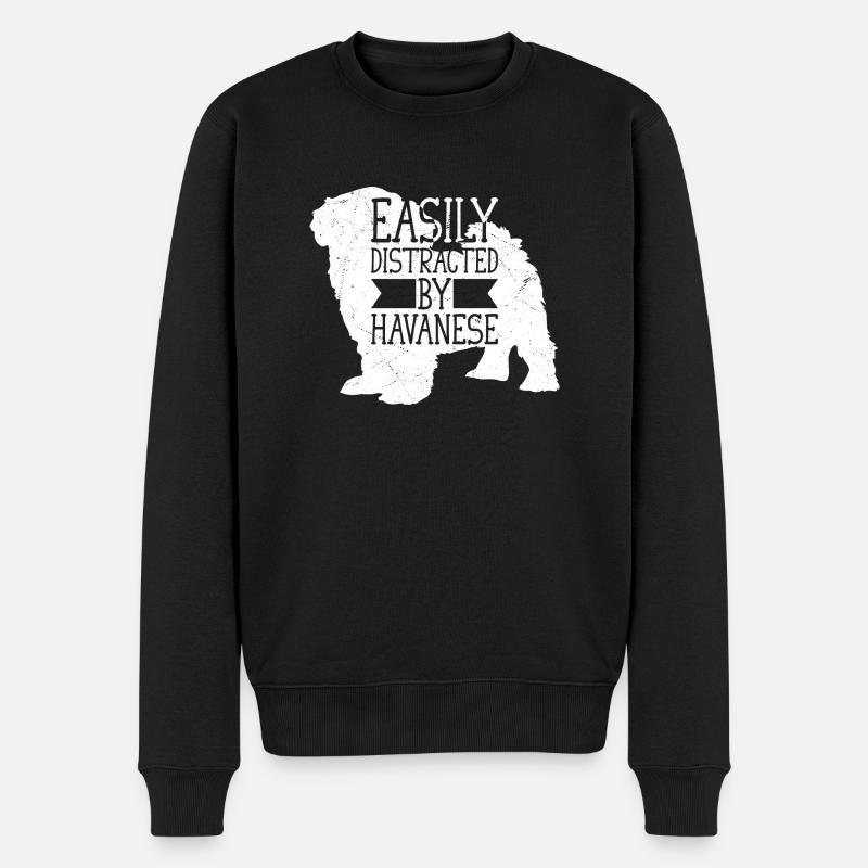 Easily Distracted By Havanese Havaneser Mom Dad Do - Männer Premium Bio Pullover - Schwarz