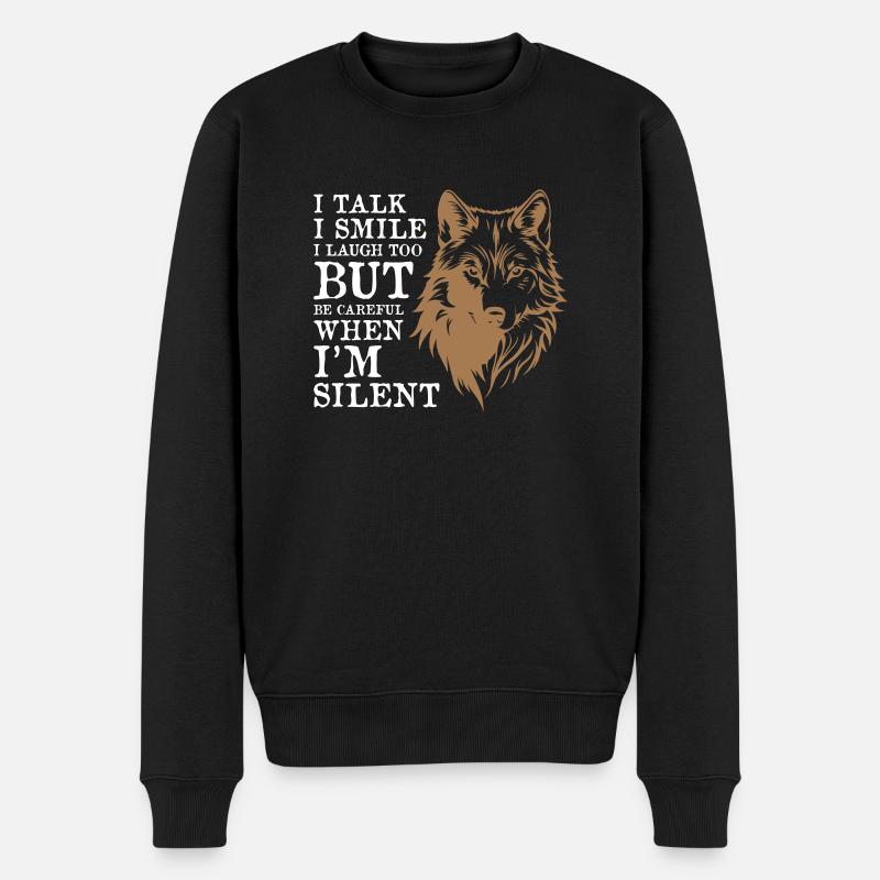 Cool Wolf - Männer Premium Bio Pullover - Schwarz
