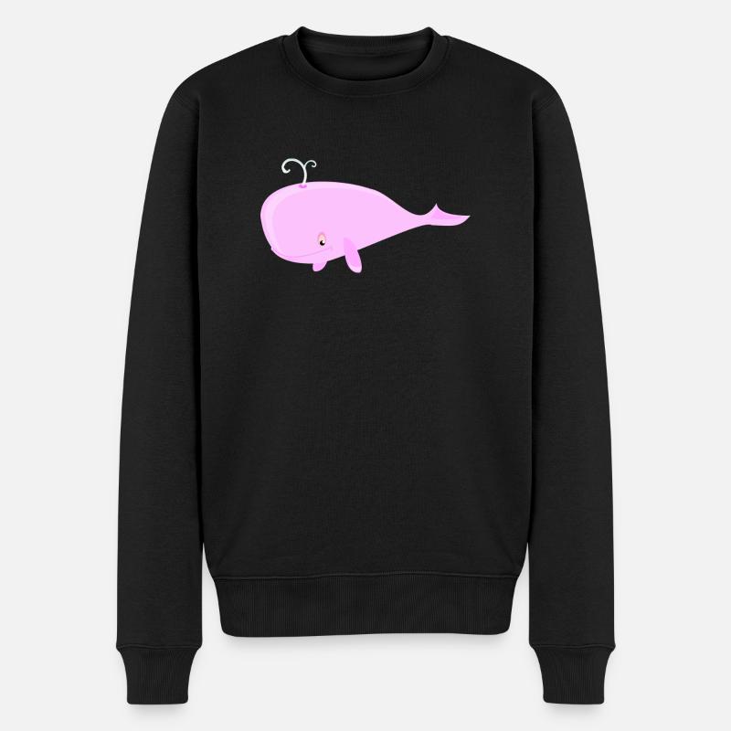 Wal Pink - Männer Premium Bio Pullover - Schwarz