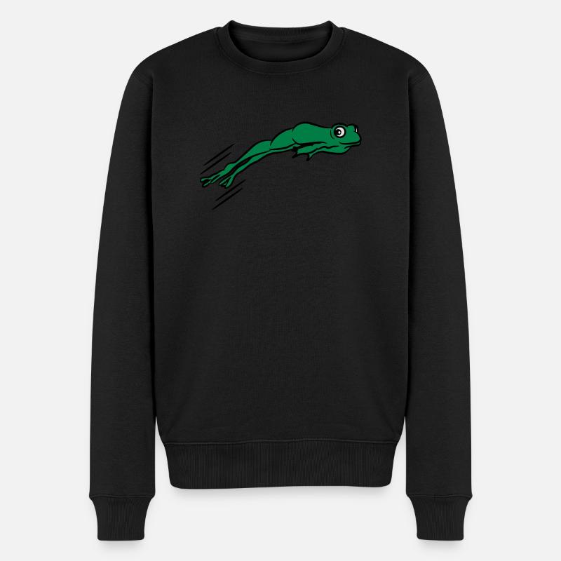 Frosch springen - Männer Premium Bio Pullover - Schwarz