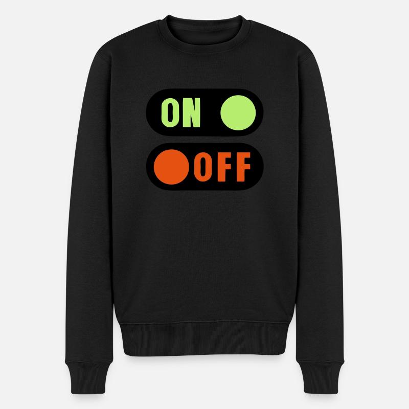 Taste ein aus - Männer Premium Bio Pullover - Schwarz