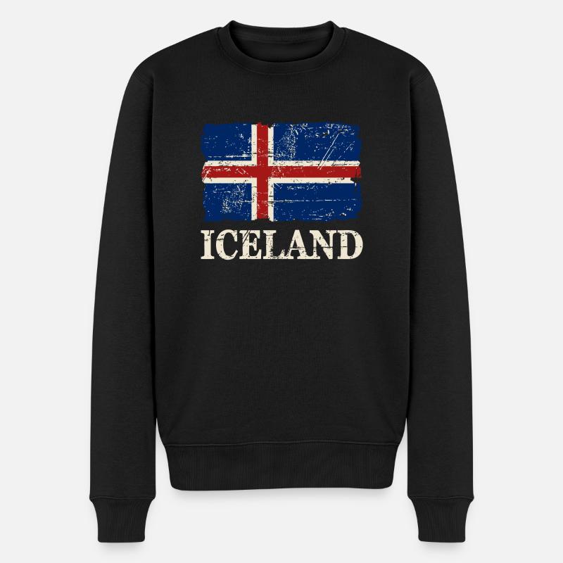 Iceland Flag - Island Flagge - Ísland - Männer Premium Bio Pullover - Schwarz