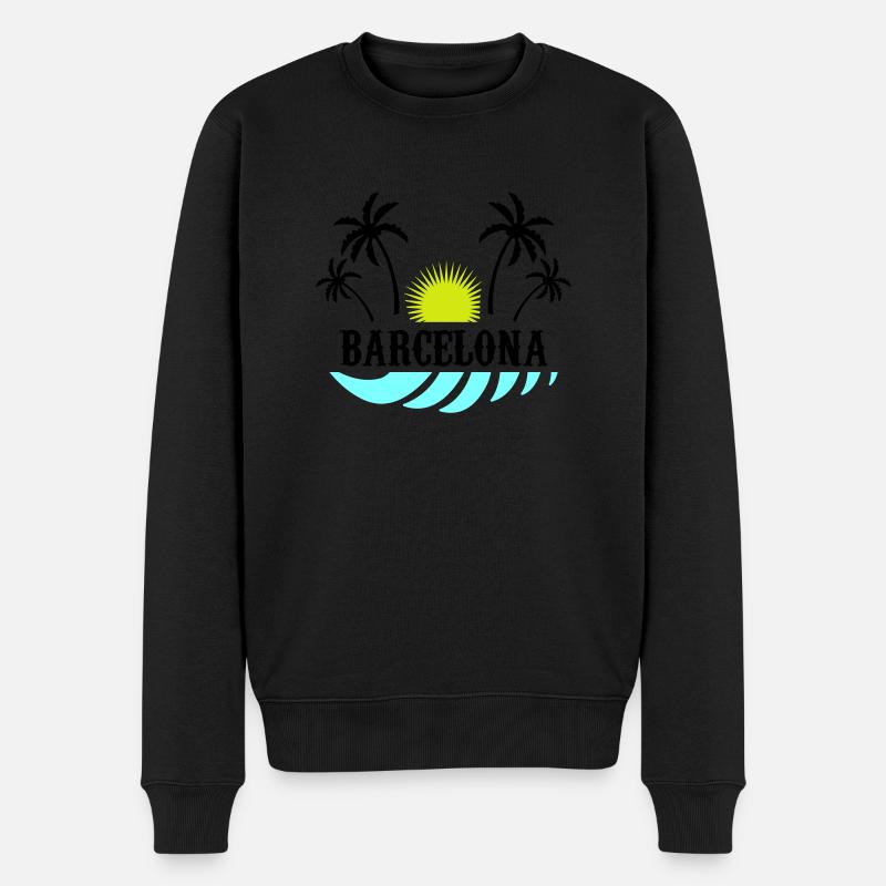 barcelona - Männer Premium Bio Pullover - Schwarz