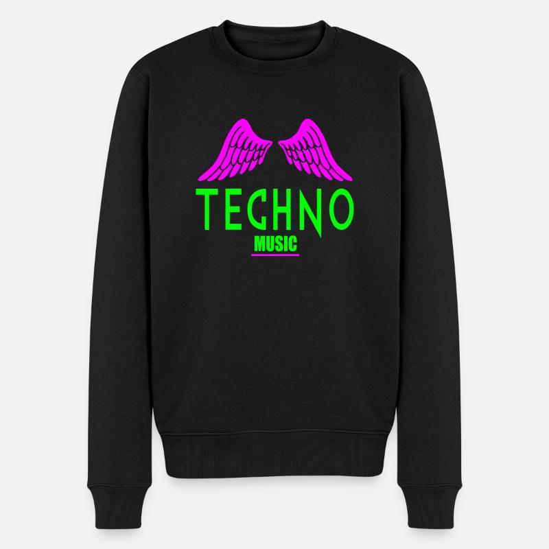 Engelsflügel der Techno-Musik - Männer Premium Bio Pullover - Schwarz