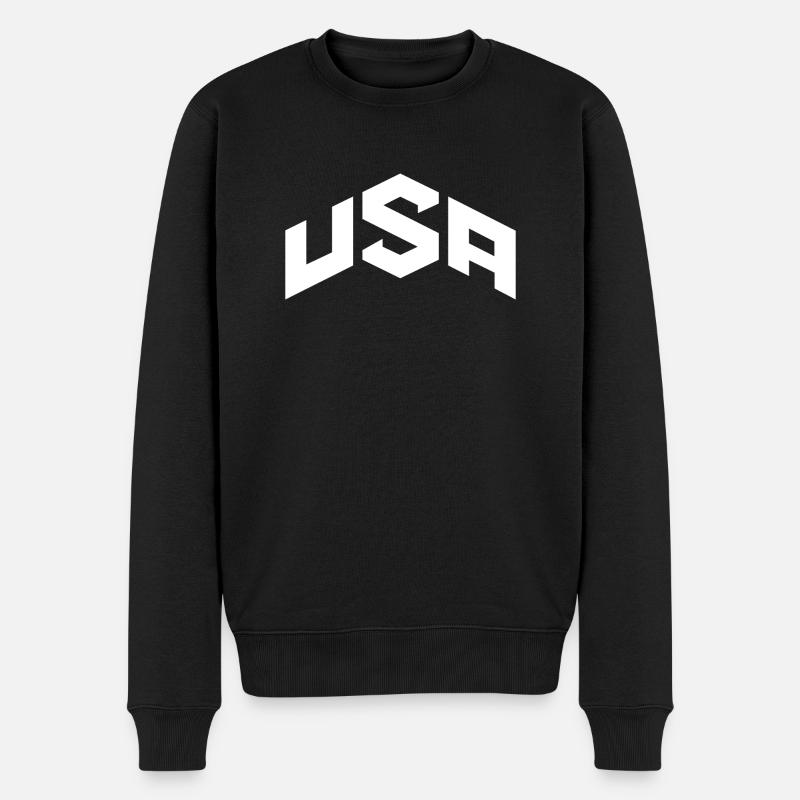 USA - Männer Premium Bio Pullover - Schwarz