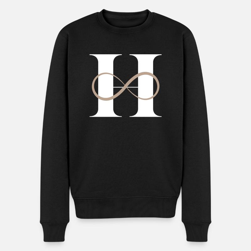 Unendlicher Buchstabe h - Männer Premium Bio Pullover - Schwarz