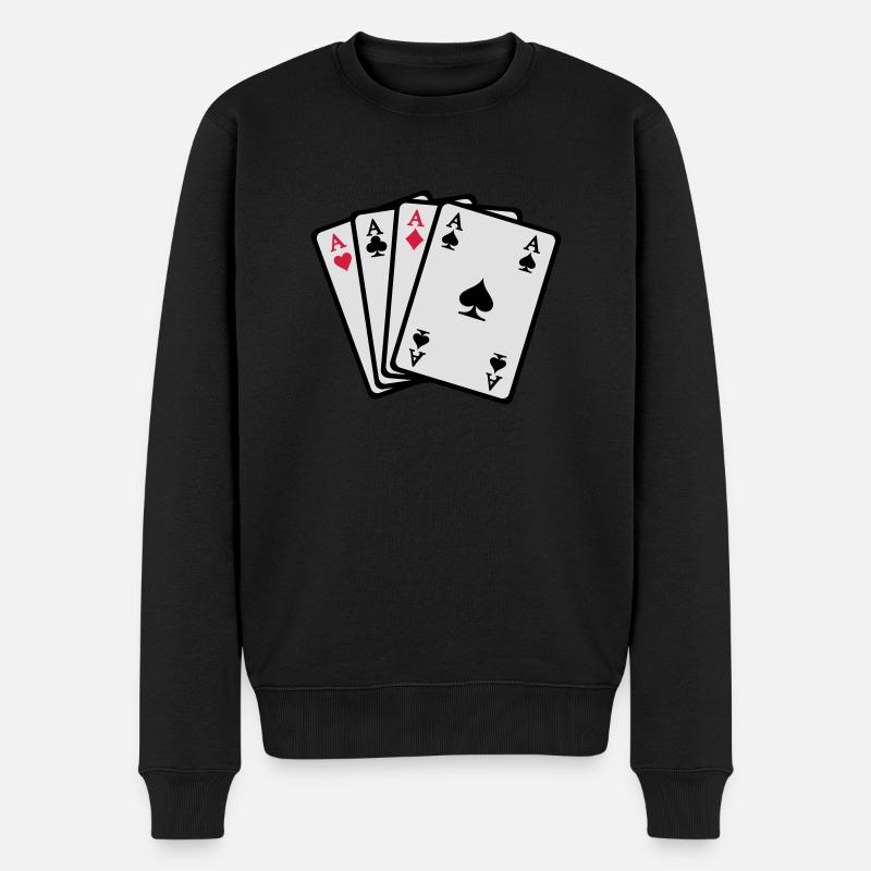 Poker - Männer Premium Bio Pullover - Schwarz