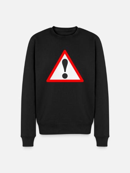 Warnschild/Ausrufezeichen /Warning/Attention - Männer Premium Bio Pullover - Schwarz