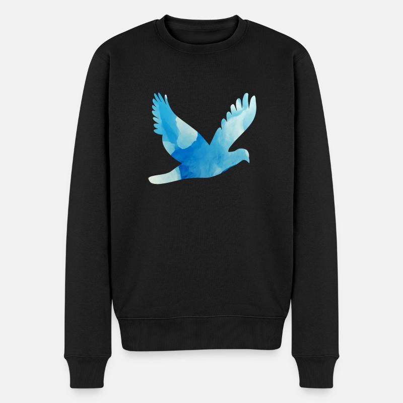 Friedenstaube in Eisblau - Männer Premium Bio Pullover - Schwarz