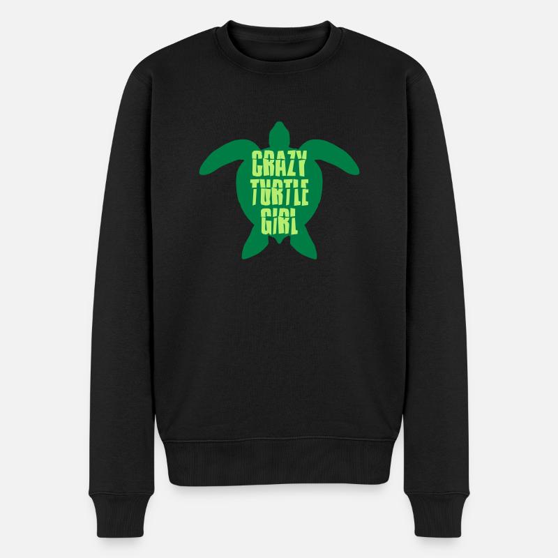 Crazy Turtle Girl - Männer Premium Bio Pullover - Schwarz