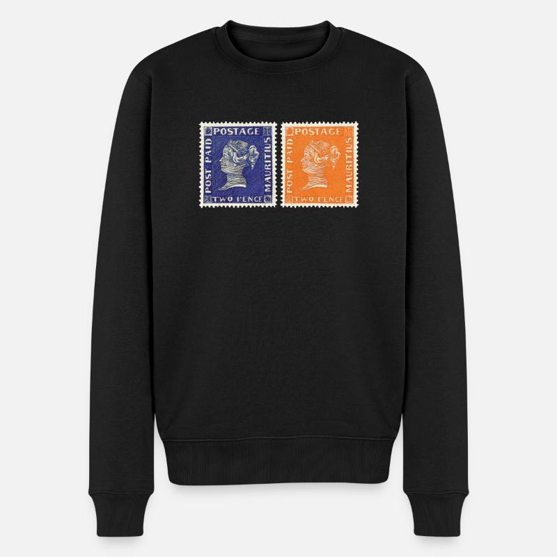 Rote und Blaue Mauritius - Männer Premium Bio Pullover - Schwarz