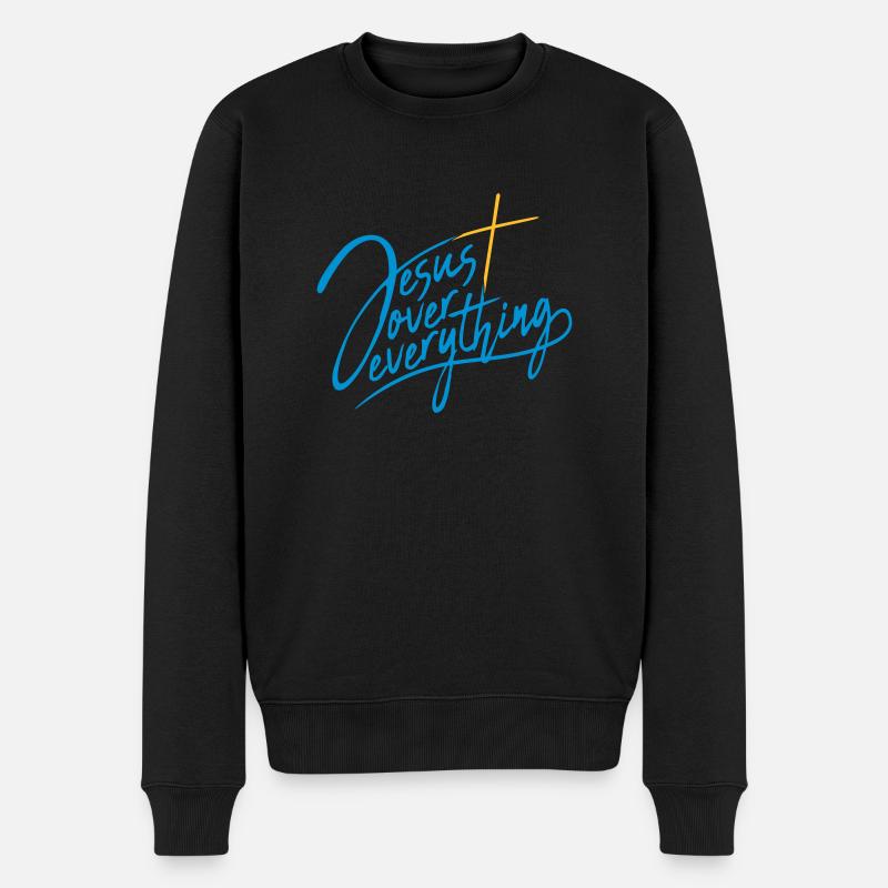 Jesus Over Everything - Männer Premium Bio Pullover - Schwarz
