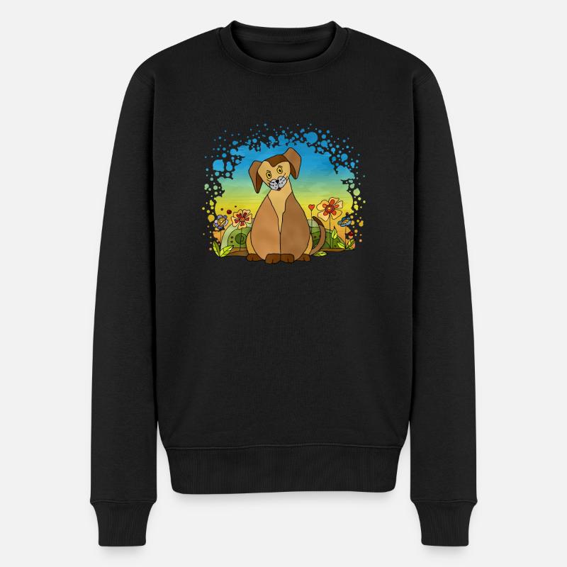 Hund - Männer Premium Bio Pullover - Schwarz