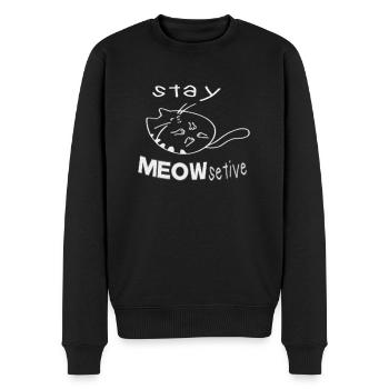 stay MEOWsetive - Männer Premium Bio Pullover - Schwarz - Vorne - Nico (187cm)