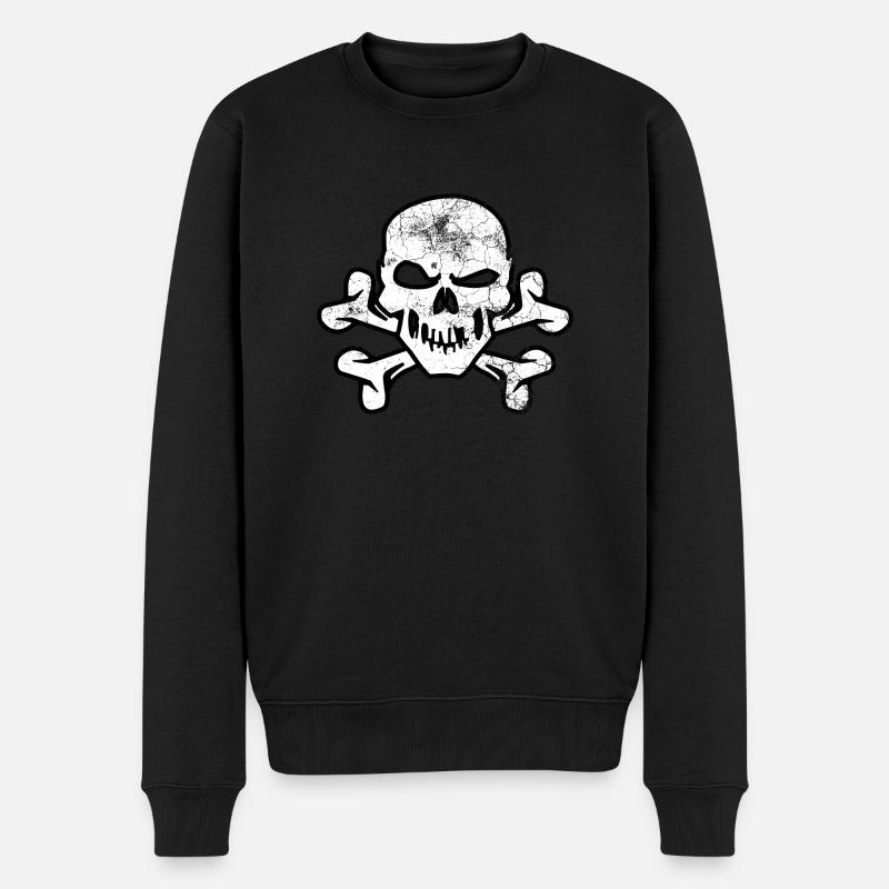Crâne de pirate et os croisés - Pull Premium bio Homme - noir