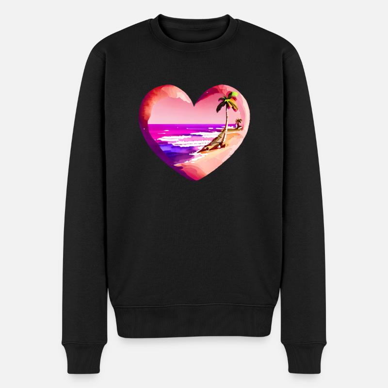 Strand Palme Sonne Sommerurlaub Insel Palmen - Männer Premium Bio Pullover - Schwarz
