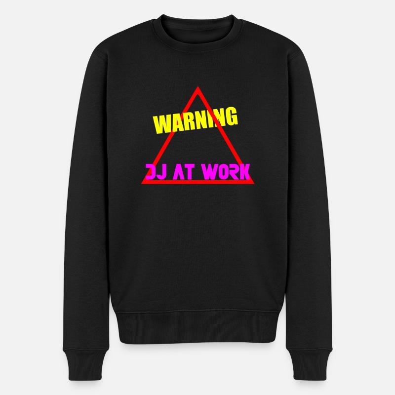 Warning dj at work - Men's Premium Organic Jumper - black