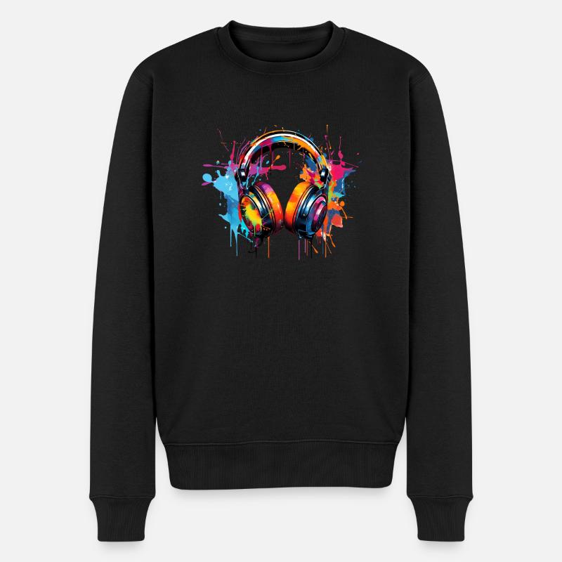 Kopfhörer Graffiti Style - Männer Premium Bio Pullover - Schwarz