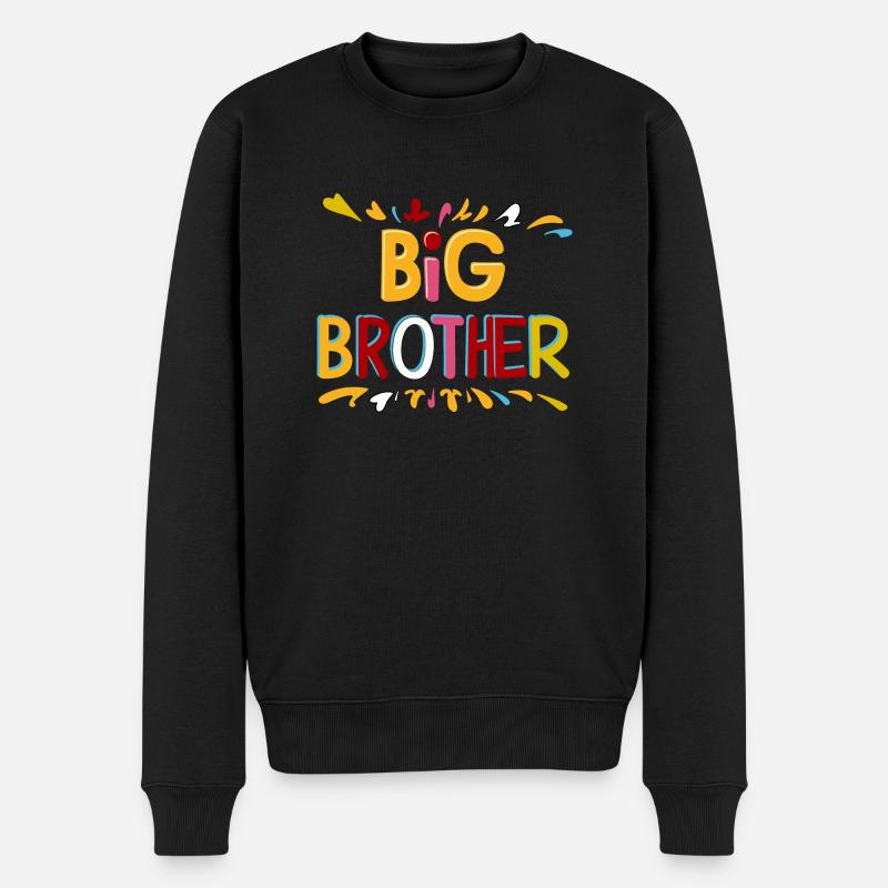 GROßER BRUDER - Männer Premium Bio Pullover - Schwarz