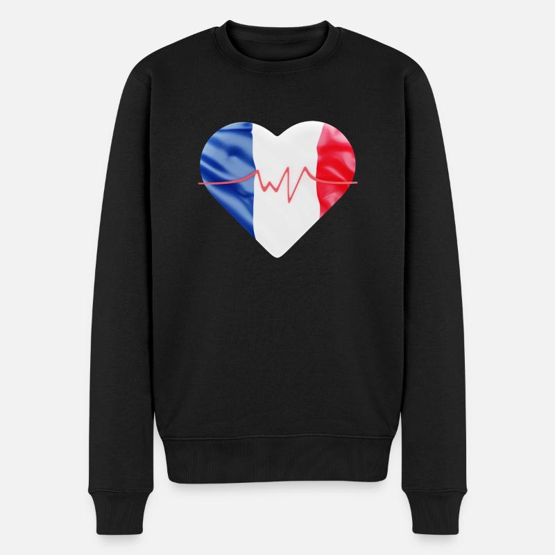Drapeau français - bleu blanc rouge - Pull Premium bio Homme - noir