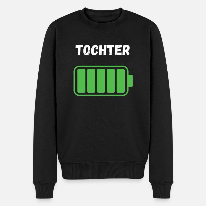 Tochter - Voller Akku - Männer Premium Bio Pullover - Schwarz