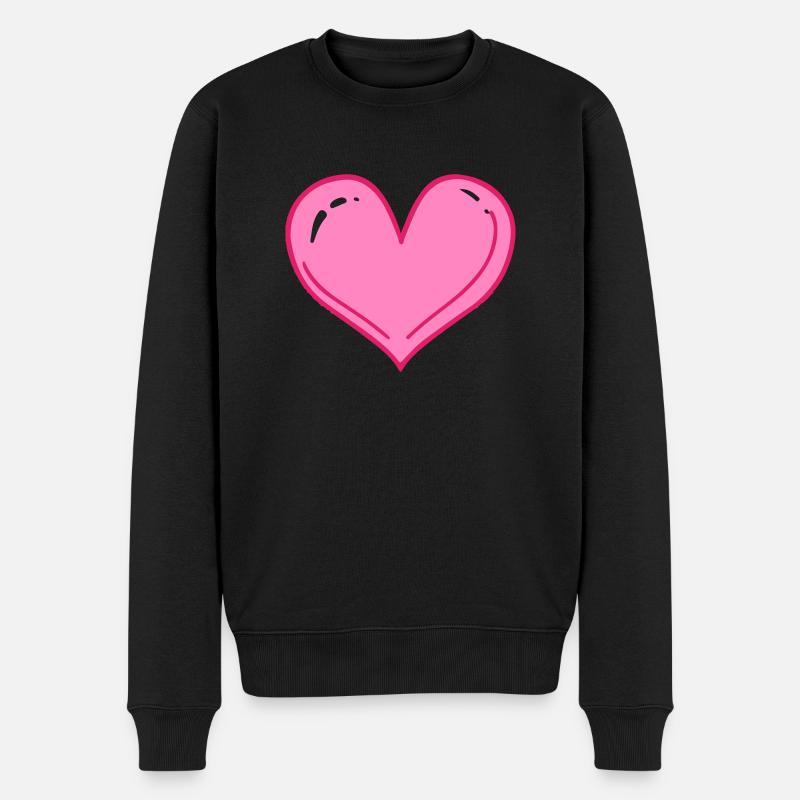 Herz Heart - Männer Premium Bio Pullover - Schwarz
