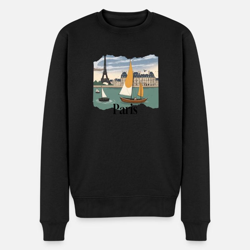 Paris - Männer Premium Bio Pullover - Schwarz
