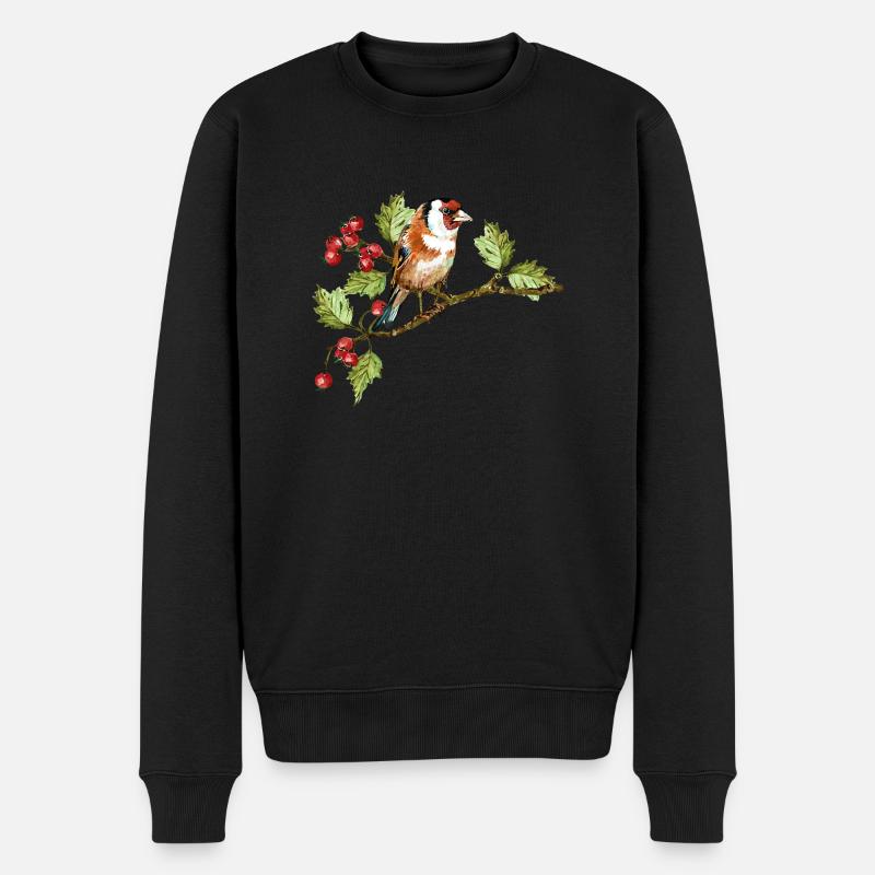 Bunter Vogel - Männer Premium Bio Pullover - Schwarz