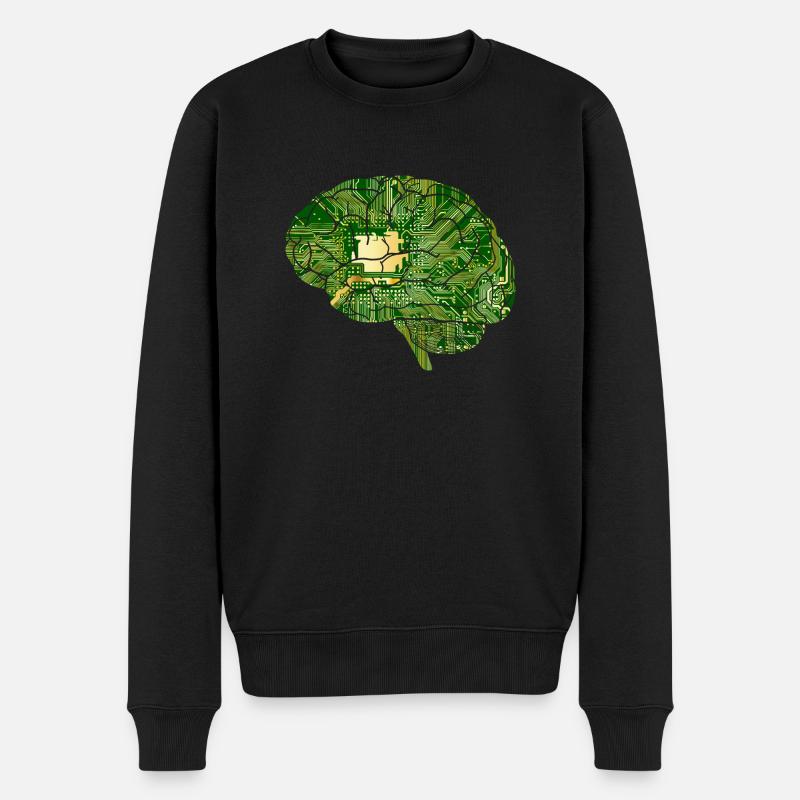 Brain Chip - Männer Premium Bio Pullover - Schwarz
