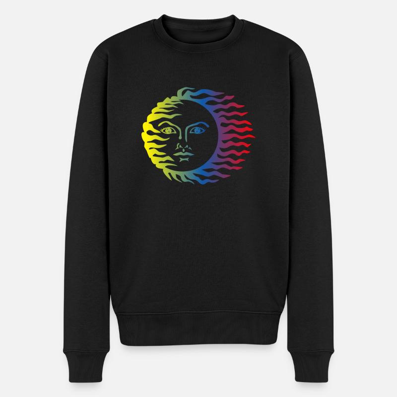Sonne Symbol bunt - Männer Premium Bio Pullover - Schwarz