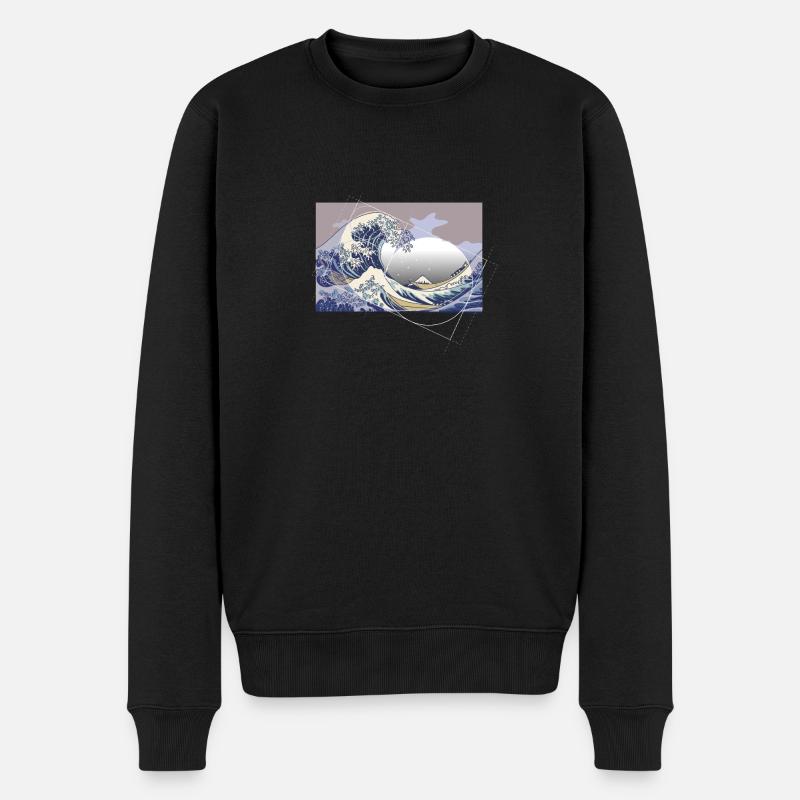 Hokusai Meets Fibonacci - Männer Premium Bio Pullover - Schwarz