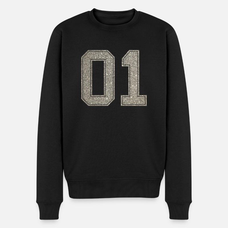 Nummer 01 Rückennummer 1 Eins Trikot Ziffer - Männer Premium Bio Pullover - Schwarz