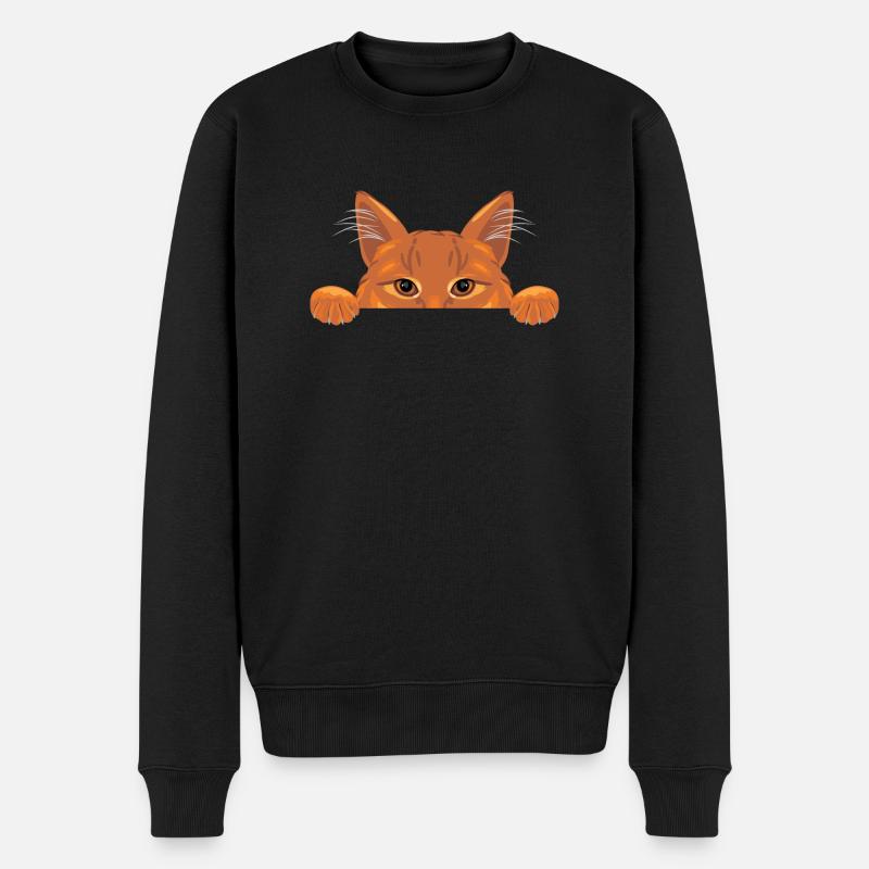 Peeking Ingwer Katze - Männer Premium Bio Pullover - Schwarz