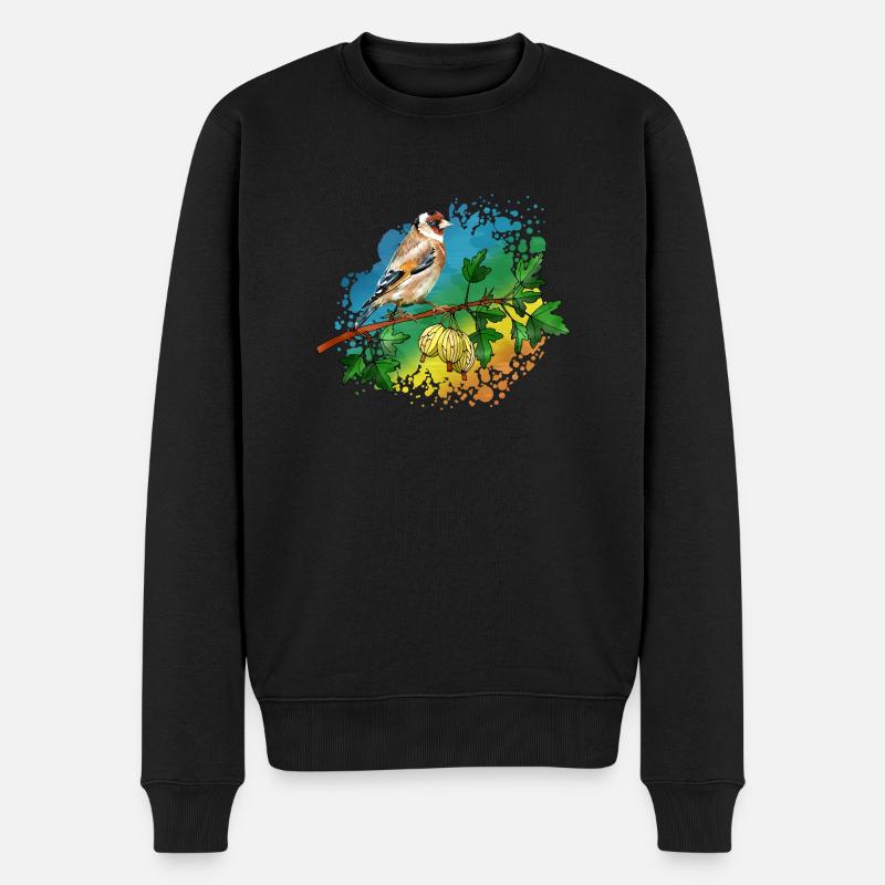 Bunter Vogel - Männer Premium Bio Pullover - Schwarz