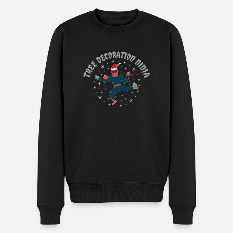 Tree Deoration Ninja - Männer Premium Bio Pullover - Schwarz