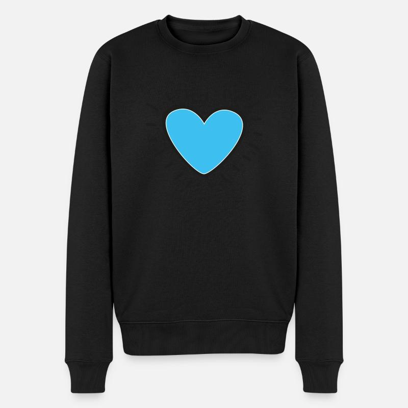 Herz hellblau - Männer Premium Bio Pullover - Schwarz