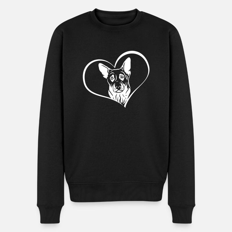 Schäferhund im Herz - Männer Premium Bio Pullover - Schwarz