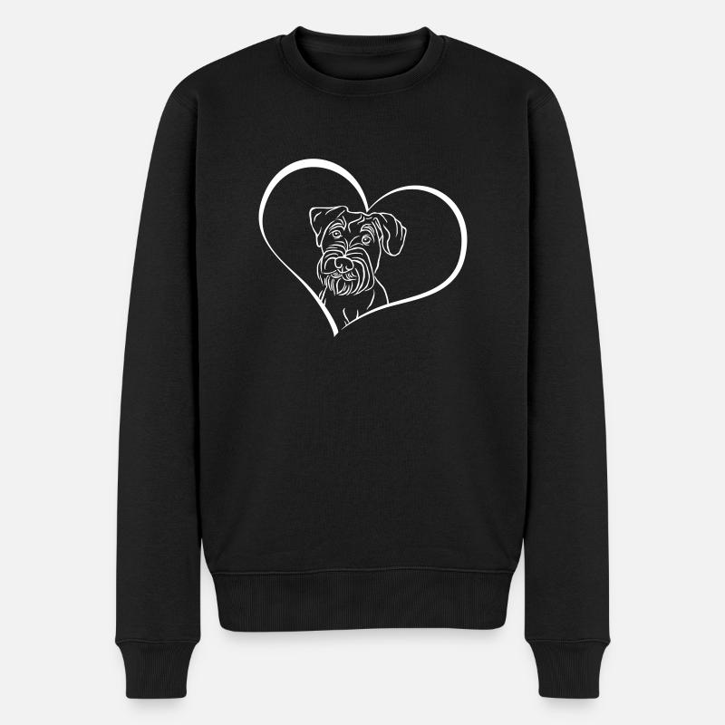 Mittelschnauzer im Herz - Männer Premium Bio Pullover - Schwarz