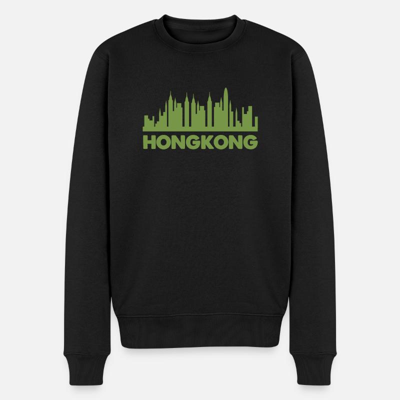 hongkong skyline - Männer Premium Bio Pullover - Schwarz